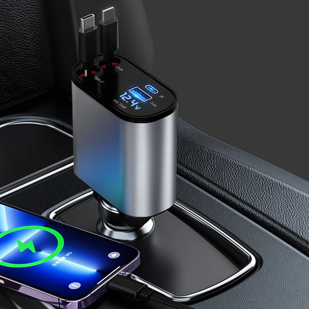 PowerPort Pro: 4-in-1 retractable car charger (88W)